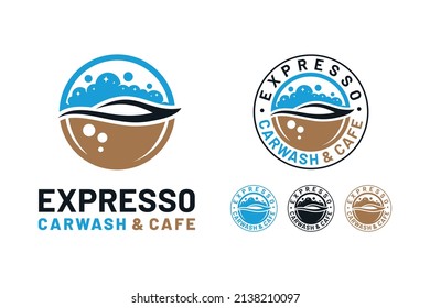 Car wash logo with cafe concept