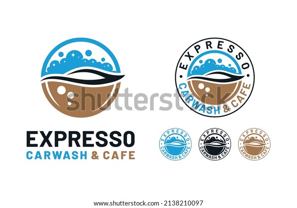 Car wash logo with cafe\
concept