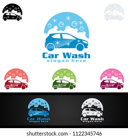 Car Wash Logo, Cleaning Car, Washing and Service Vector Logo Design