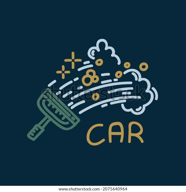 Car wash logo in color. Cleaning the glass\
of the transport icon. Vector linear illustration of car cleaning.\
Vector illustration