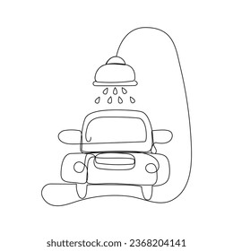 Logo de lavado de coches en un estilo de arte continuo de una línea. Ilustración vectorial simple
