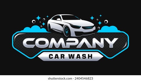 car wash logo design, abstract car silhouette modern minimalist simple premium flat concept. vector illustration