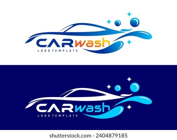 Autowaschen Logo Design, abstrakte Auto Silhouette moderne minimalistische einfache flache Premium Konzept. Vektorgrafik