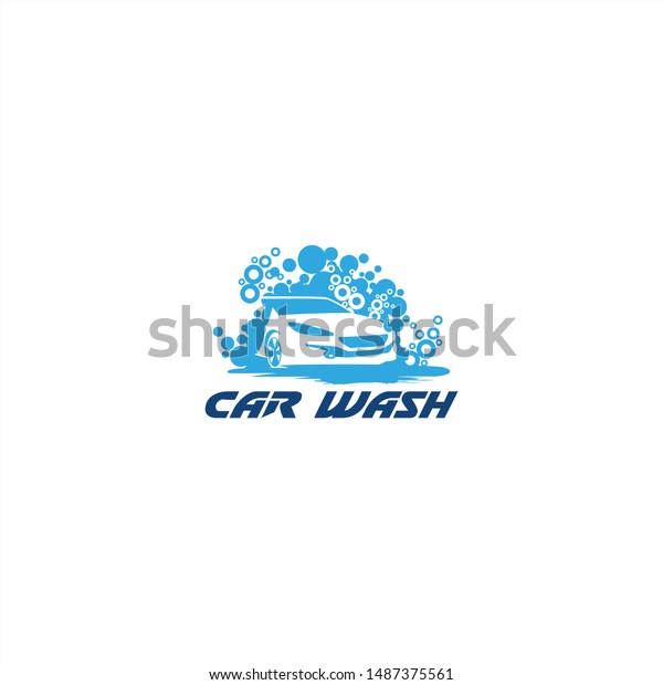 Car\
wash logo design with bubbles in blue color vector. best for\
automotive or auto care industrial company\
template