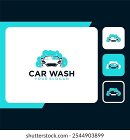 design de logotipo de lavagem de carro com limpeza