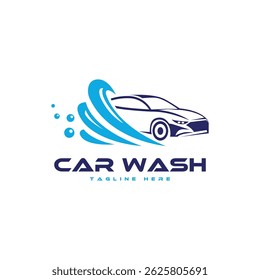 Design logotipo de lavagem de carro criativo moderno água salpicos bolhas forma de carro automotivo