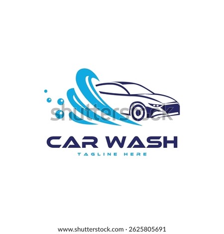 Car wash logo design creative modern water splash bubbles car shape automotive