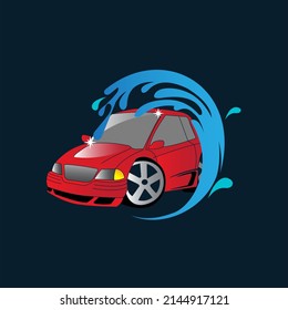 Car wash logo design flat illustration 