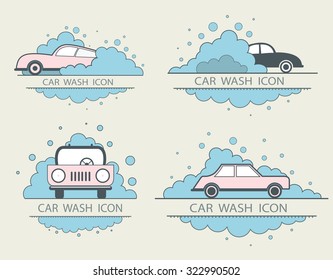 Car wash logo design layout. Corporate vector symbol concept. template icons set. flat illustrations