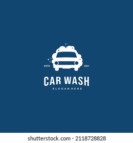 car wash logo design retro hipster vintage. automotive cleaning logo design on isolated background