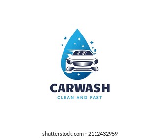 Car Wash Logo Design Template. Automotive Car Cleaning Logo Design