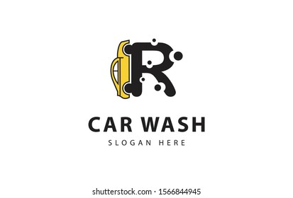 Car wash logo design vector. initial letter R