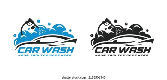 Ilustración vectorial del logotipo de lavado de coches