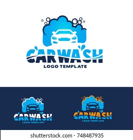 Autowäsche Logo Design Vektor. Autosymbol mit Foam. Vektorgrafik eps.10