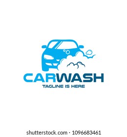 Car Wash Logo With Foam. Modern Car Icon. Automotive Cleaning Logo. 