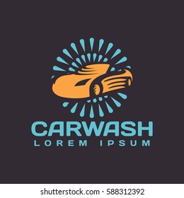 Car wash logo. Car icon. Auto cleaning logo. Auto silhouette vector emblem, badges. Car Repair, Car Service logo.