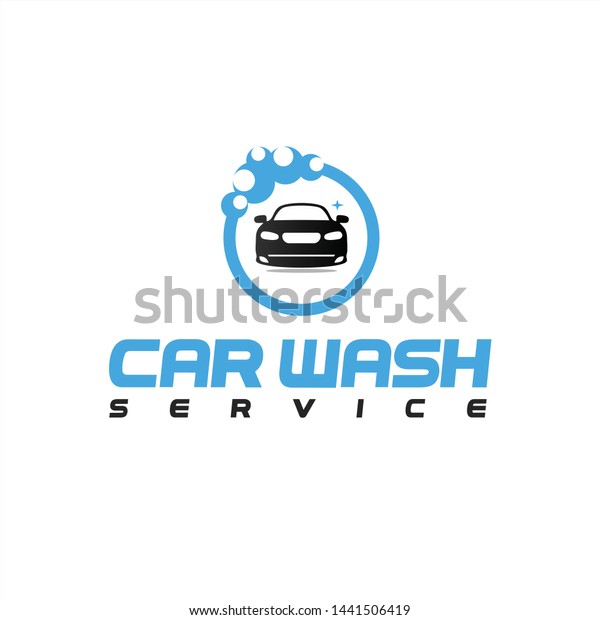 car wash\
logo modern simple fresh blue vector in circle bubble frame for\
automotive cleaning service design\
template