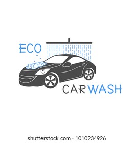 Car wash logo on white background, eco-friendly