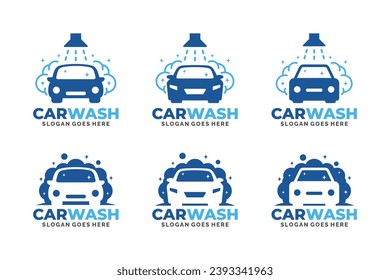  Car wash logo set design vector