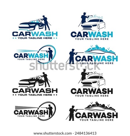 Car wash logo set design vector template