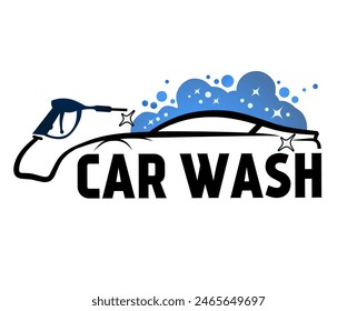 car wash logo sketch vector illustration with water spray and water