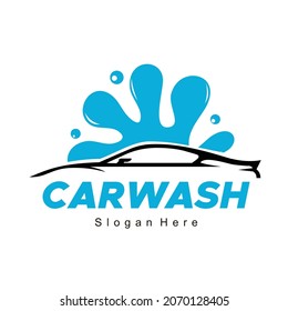 car wash logo with splash water vector design