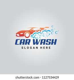 Car wash logo template. Car icon with Foam. Vector Illustration eps.10