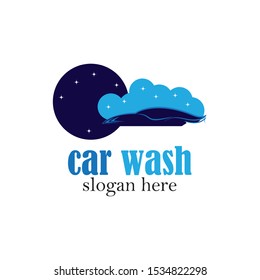Car wash logo template. Car icon with Foam

