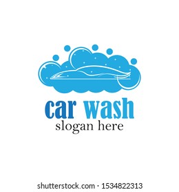 Car wash logo template. Car icon with Foam
