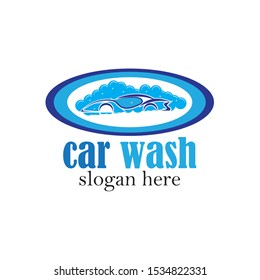 Car wash logo template. Car icon with Foam
