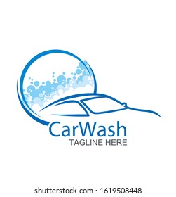 Car wash logo template. Car icon with Foam