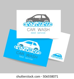 Autowaschanzeige-Logo-Vorlage. Identitätskonzept-Dienst. Visitenkarten. Vektorgrafik. 