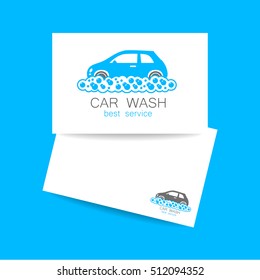 Car wash logo template. Identity concept car wash service. Business cards. Vector illustration. 