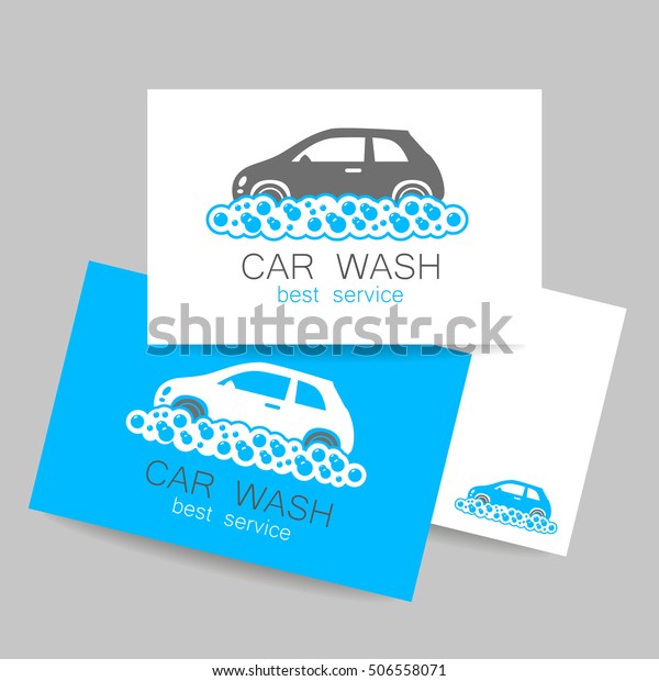 Car wash logo template. Identity\
concept service. Business cards. Vector illustration.\
