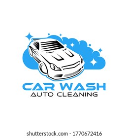 Car Wash Logo Vector Illustration template. Trendy Car Wash vector logo icon silhouette design. Car Auto Cleaning logo vector illustration for car wash service.