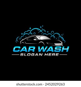 Car wash logo vector inspiration. black background