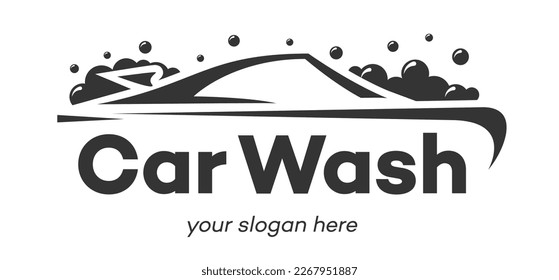 Car wash logotype black color flat style