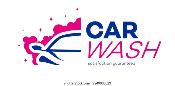 Car wash logotype color flat style