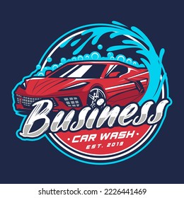 juegos con el logotipo de la mascota de lavado de coches. ilustración del logotipo de la mascota del coche de carreras