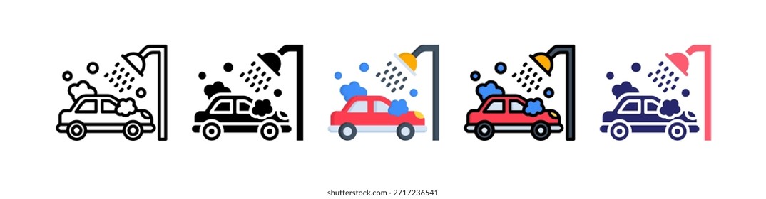 Car Wash Icono de Estilo Múltiple Set Colección..
