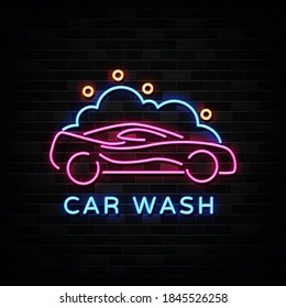 Car Wash Logo Design Emblem Neon Stock Vector (Royalty Free) 739714681