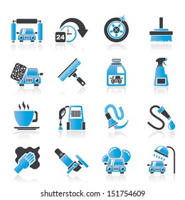 car wash objects and icons - vector icon set