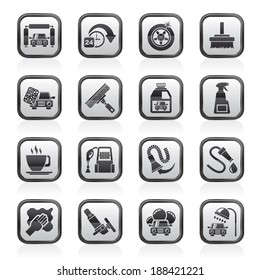 car wash objects and icons - vector icon set