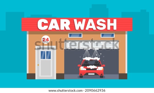 car wash open garage door automation servise\
vector illustration