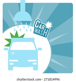 Car Wash over green, blue and white textured colors background