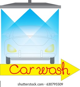 Car wash painted in cartoon style