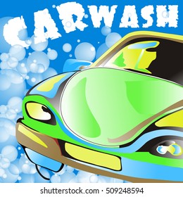 Car wash. Poster template for your design. Vector illustration.