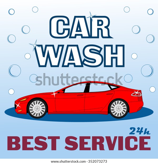 car wash poster. Vector background with  car wash\
service design. 