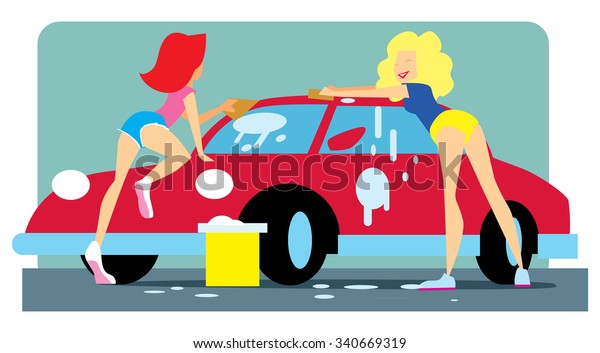Car wash poster vector illustration. Clean car,\
washing service