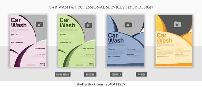 Car wash professional creative, presentation, clean, shine, clear, mechanic, modern, garage, servicing, glitter, company, concept, corporate, illustration, print ready, flyer brochure eps templates.